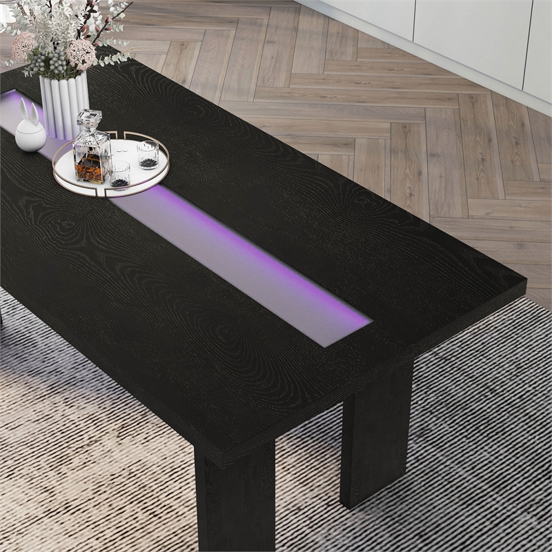 Furniture of America Jalen Contemporary Wood LED Dining Table in Black