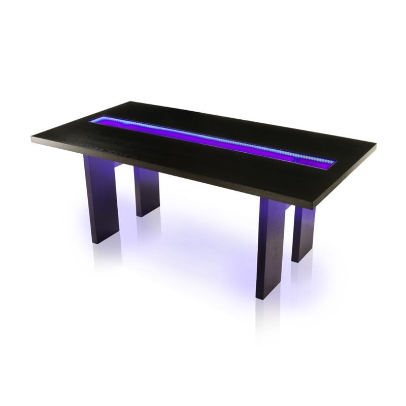 Furniture of America Jalen Wood 7-Piece Dining Set with LED in Black