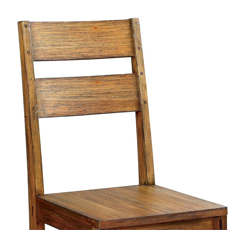 Furniture of America Rowlie Rustic Wood Dining Chair in Dark Oak (Set of 2)