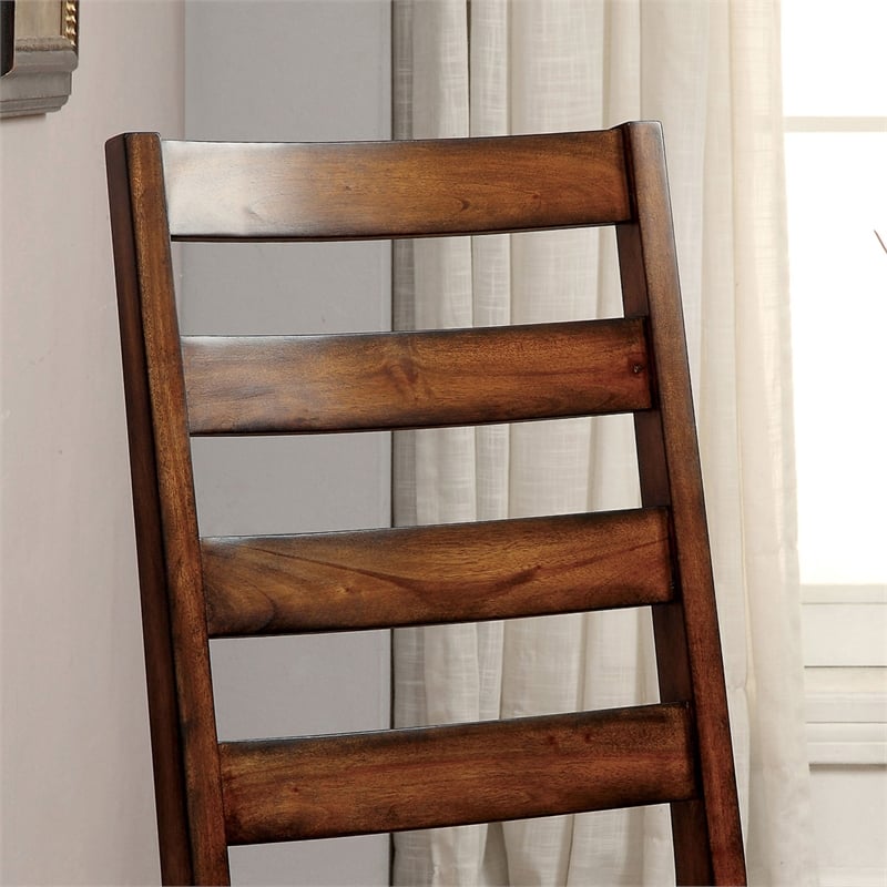 Furniture of America Hagrid Wood Dining Chair in Tobacco Oak (Set of 2)