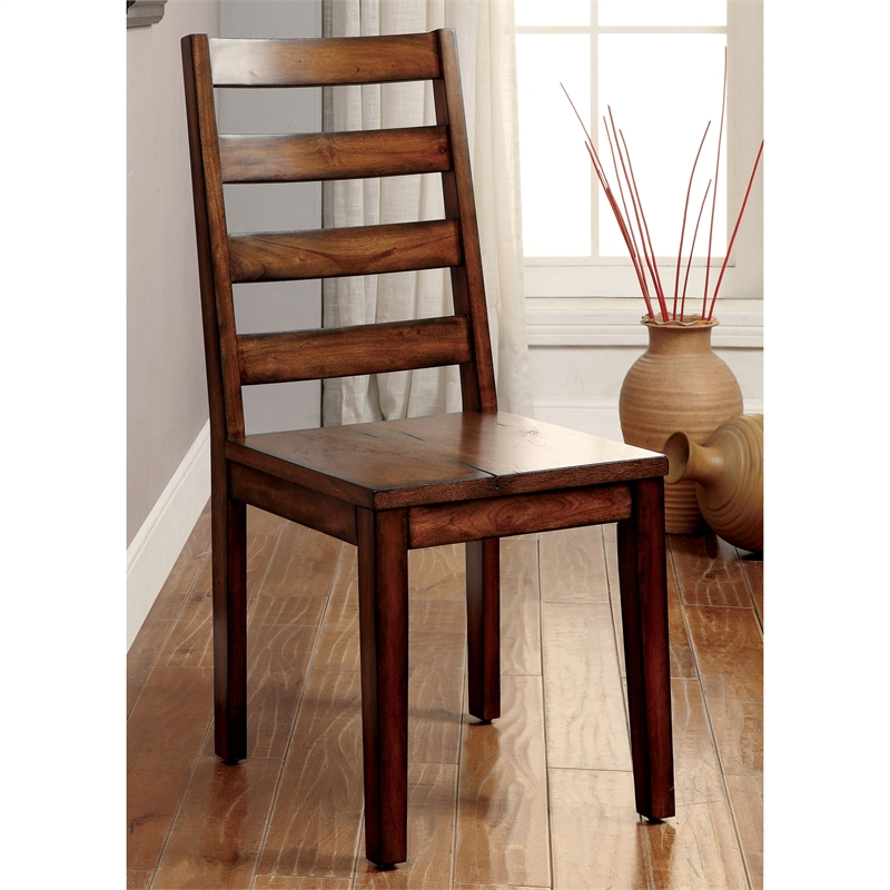 Furniture of America Hagrid Wood Dining Chair in Tobacco Oak (Set of 2)