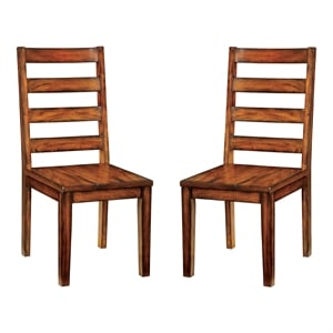 Furniture of America Hagrid Wood Dining Chair in Tobacco Oak (Set of 2)