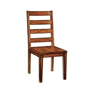 Furniture of America Wood Dining Chair in Tobacco Oak (Set of 2)