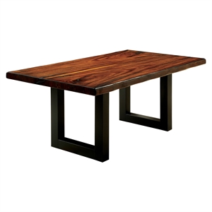 furniture of america hagrid transitional wood sled dining table in tobacco oak