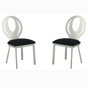 Furniture of America Myer Stainless Steel Dining Chair in Silver (Set of 2)