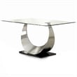 Furniture of America Myer Contemporary Glass Top Dining Table in Silver