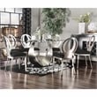 Furniture of America Myer Stainless Steel 7-Piece Dining Table Set in Silver