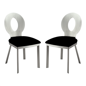 Furniture of America Lopez Stainless Steel Dining Chair in Silver (Set of 2)