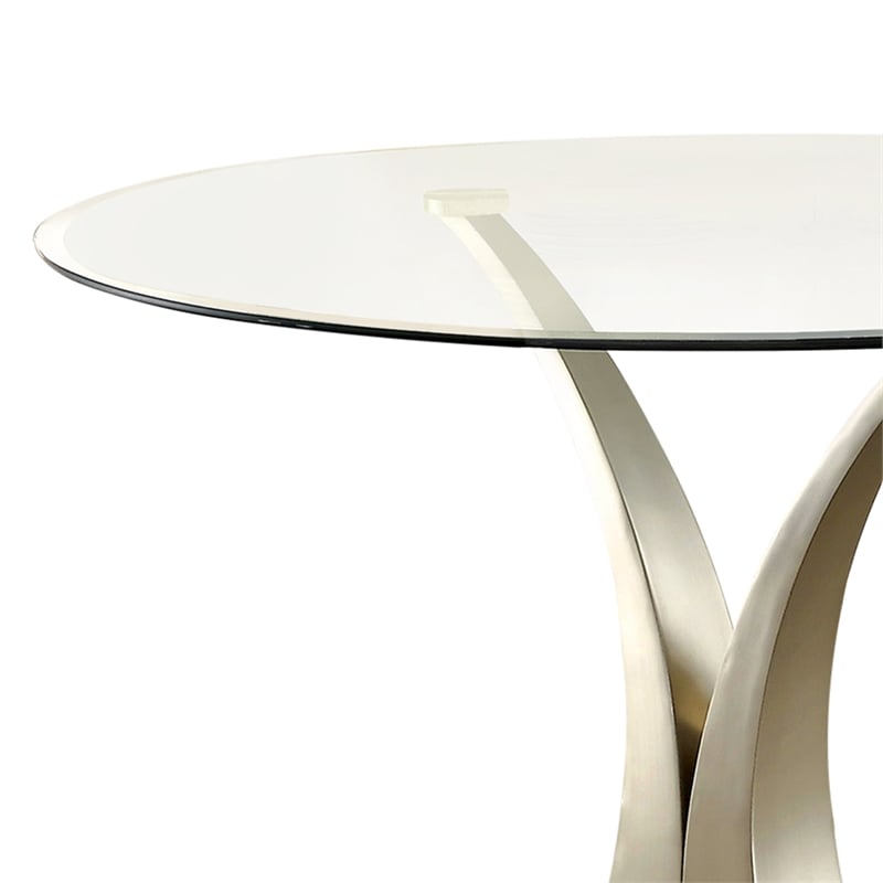 Furniture of America Lopez Contemporary Metal Oval Dining Table in Silver