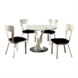 Furniture of America Lopez 5-Piece Oval Stainless Steel Dining Set in Silver