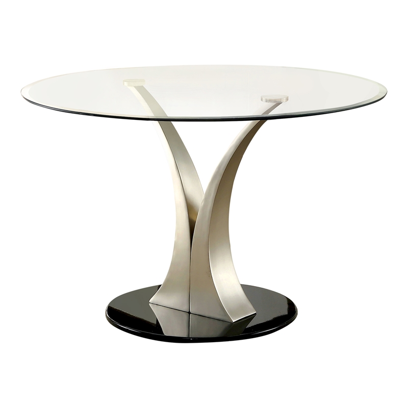 Furniture of America Lopez 5-Piece Stainless Steel Dining Set in Silver