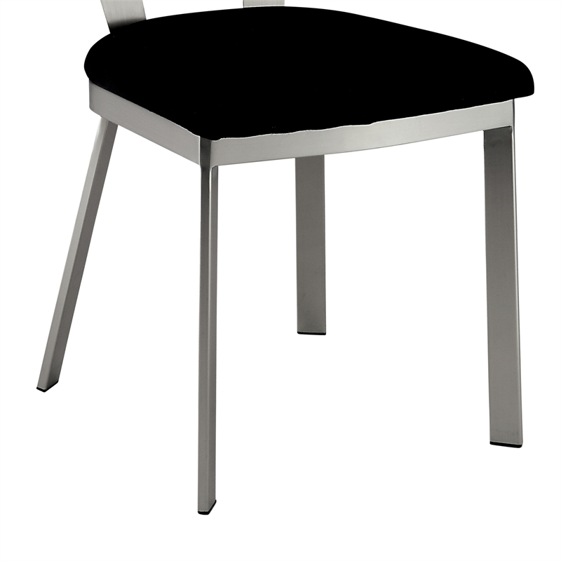 Furniture of America Genaveve Stainless Steel Dining Chair in Silver (Set of 2)