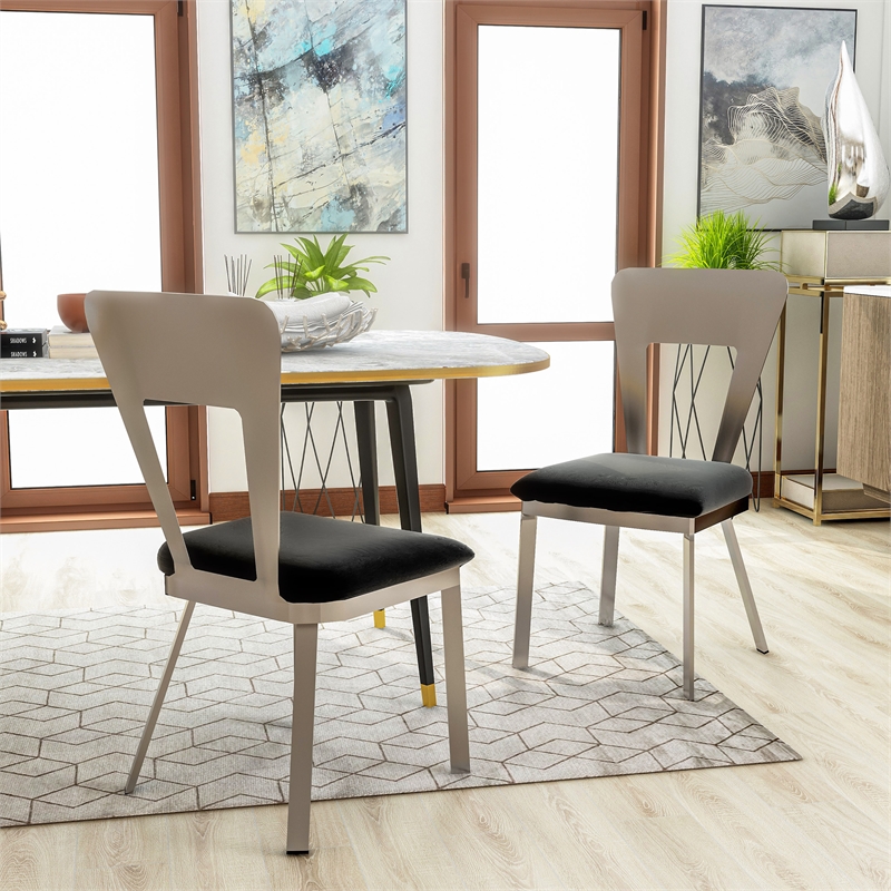 Furniture of America Genaveve Stainless Steel Dining Chair in Silver (Set of 2)