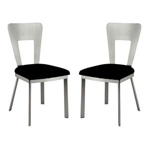 Furniture of America Genaveve Stainless Steel Dining Chair in Silver (Set of 2)