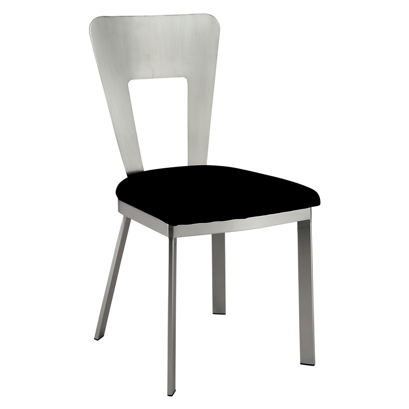 Furniture of America Genaveve Stainless Steel Dining Chair in Silver (Set of 2)