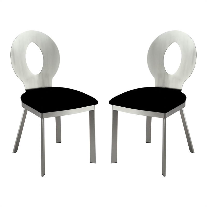 Furniture of America Genaveve 7-Piece Stainless Steel Dining Table Set in Silver