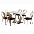 Furniture of America Genaveve 7-Piece Stainless Steel Dining Table Set in Silver