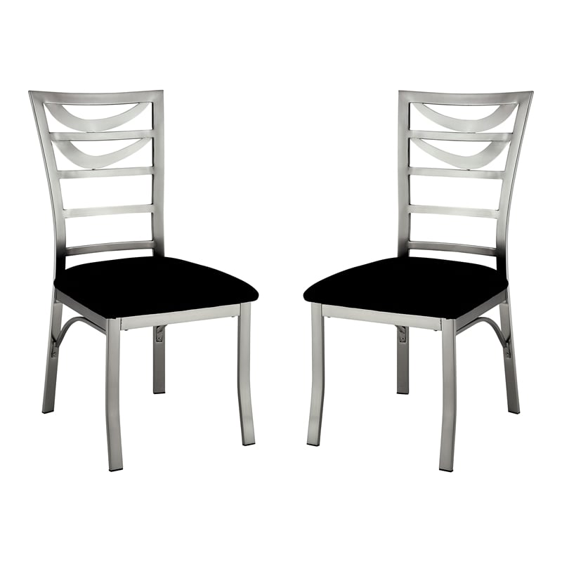 Furniture of America Genaveve Stainless Steel 7-Piece Dining Set in Silver