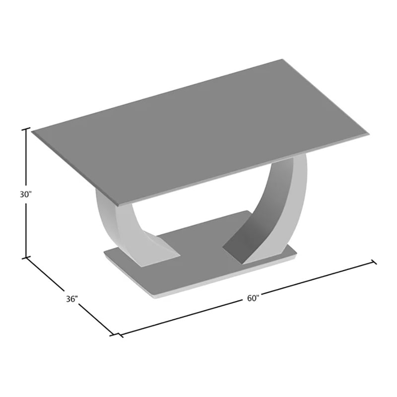 Furniture of America Genaveve Metal 7-Piece Dining Table Set in Silver