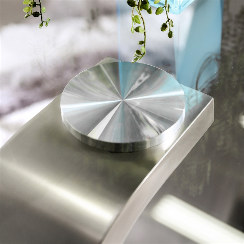 Furniture of America Genaveve Metal 7-Piece Dining Table Set in Silver