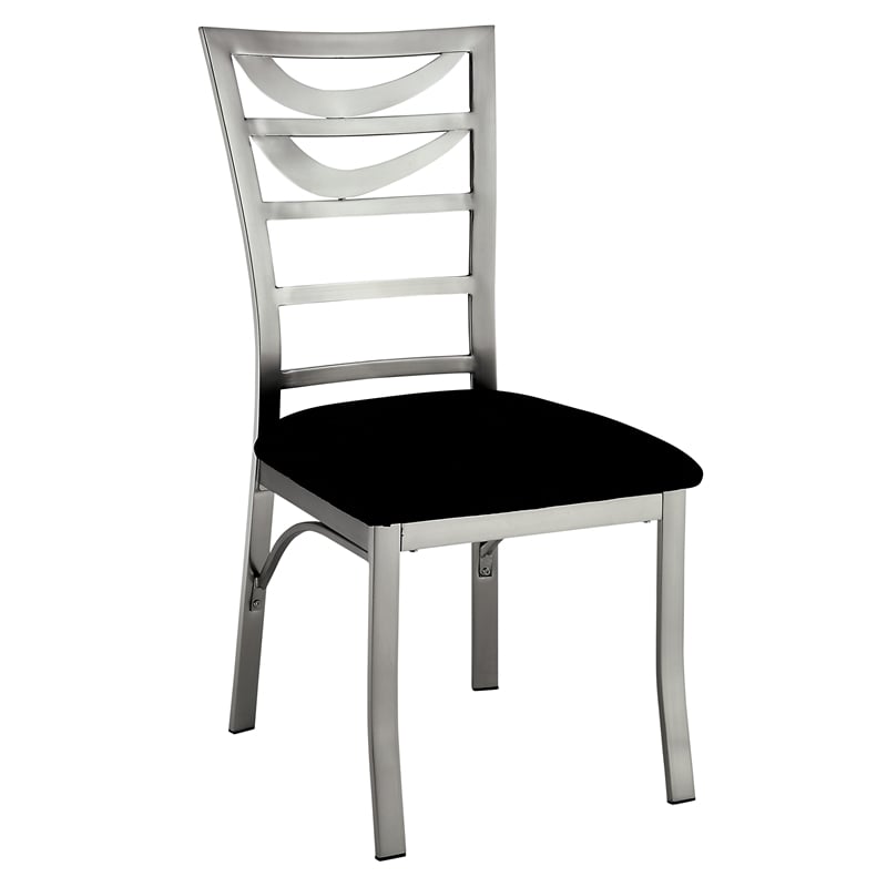 Furniture of America Halliway Stainless Steel Dining Chair in Silver (Set of 2)