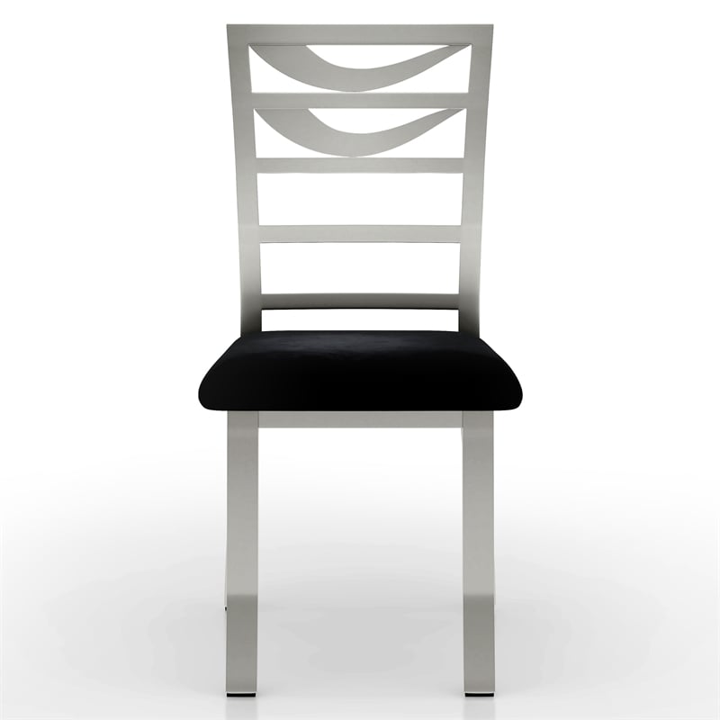 Furniture of America Halliway Stainless Steel Dining Chair in Silver (Set of 2)