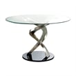 Furniture of America Halliway Glass Round Dining Table in Silver