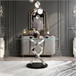 Furniture of America Halliway Glass Round Dining Table in Silver