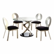 Furniture of America Halliway 5-Piece Stainless Steel Round Dining Set in Silver