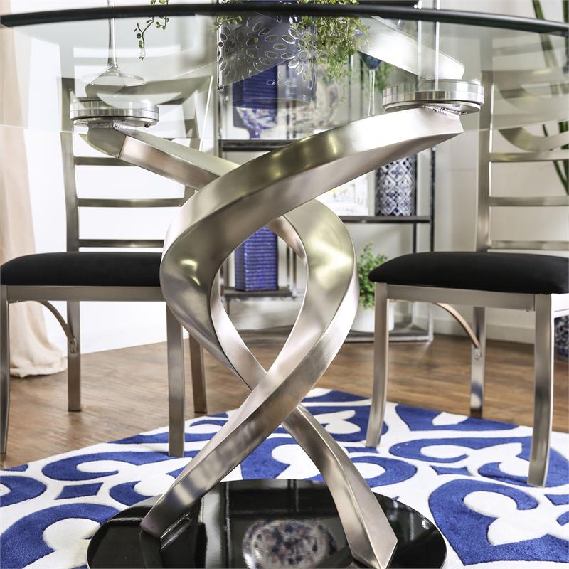 Furniture of America Halliway Stainless Steel 5-Piece Dining Set in Silver