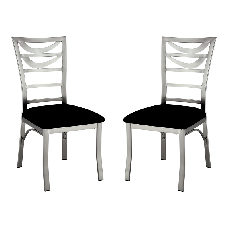 Furniture of America Halliway Stainless Steel 5 Piece Round Dining Set in Silver