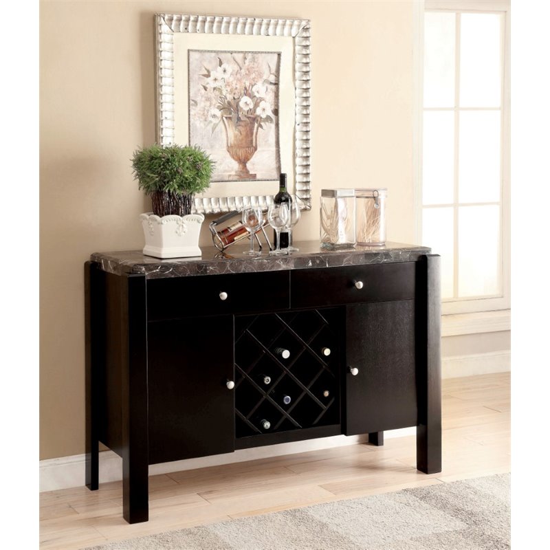 Furniture Of America Ramsy Contemporary Marble Top Buffet In Black