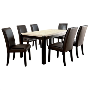 furniture of america ramsy transitional 7 piece marble top dining set