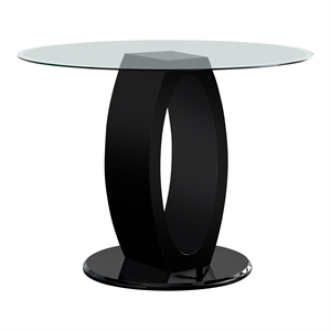 furniture of america hugo glass top o shaped pedestal counter height dining table
