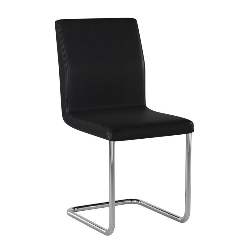 Furniture of America Moya Faux Leather Dining Chair in Black (Set of 2)