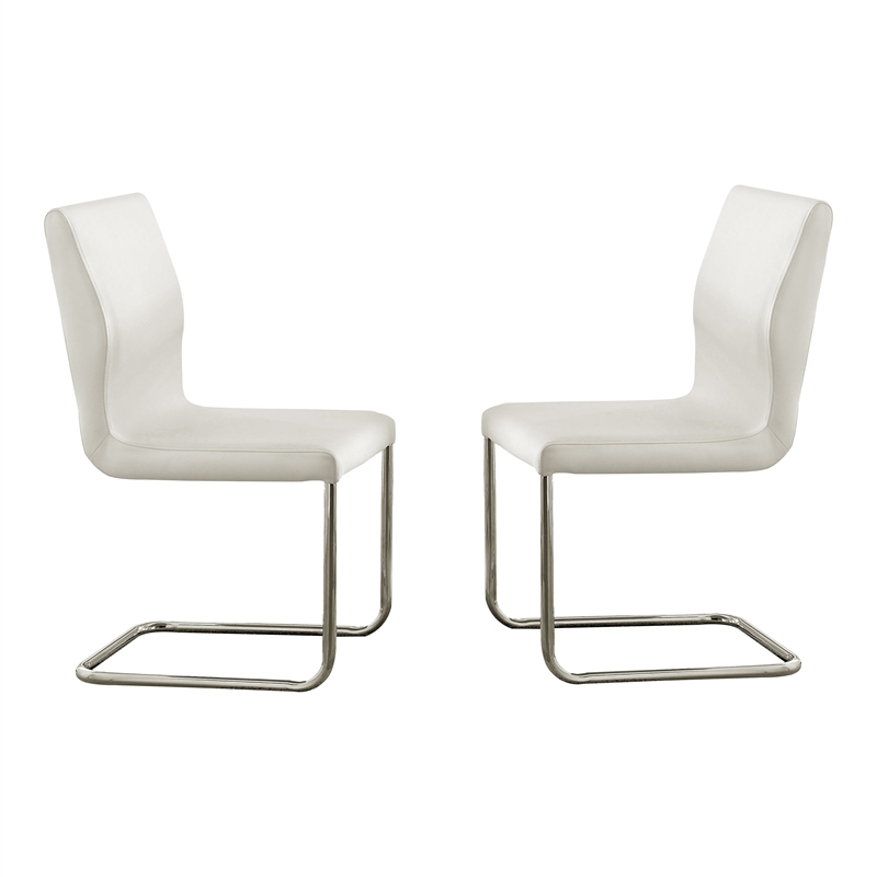 Furniture of America Moya Faux Leather Dining Chair in White (Set of 2)