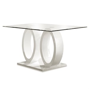 Furniture of America Moya Glass Top Rectangle Dining Table in White