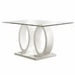 Furniture of America Moya Glass Top Rectangle Dining Table in White