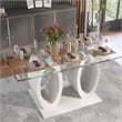 Furniture of America Moya Glass Top Rectangle Dining Table in White