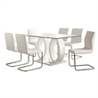 Furniture of America Moya Contemporary 7-Piece Wood Dining Set in White
