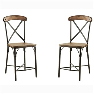 furniture of america wagner industrial metal dining chair in bronze (set of 2)