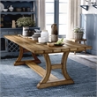 Furniture of America Liston Wood Trestle Dining Table in Rustic Brown Pine