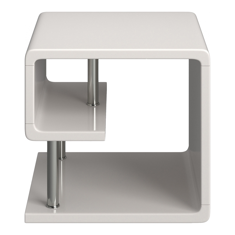 Furniture of America Lazer Geometric Wood End Table in Glossy White