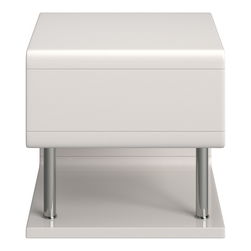Furniture of America Lazer Geometric Wood End Table in Glossy White