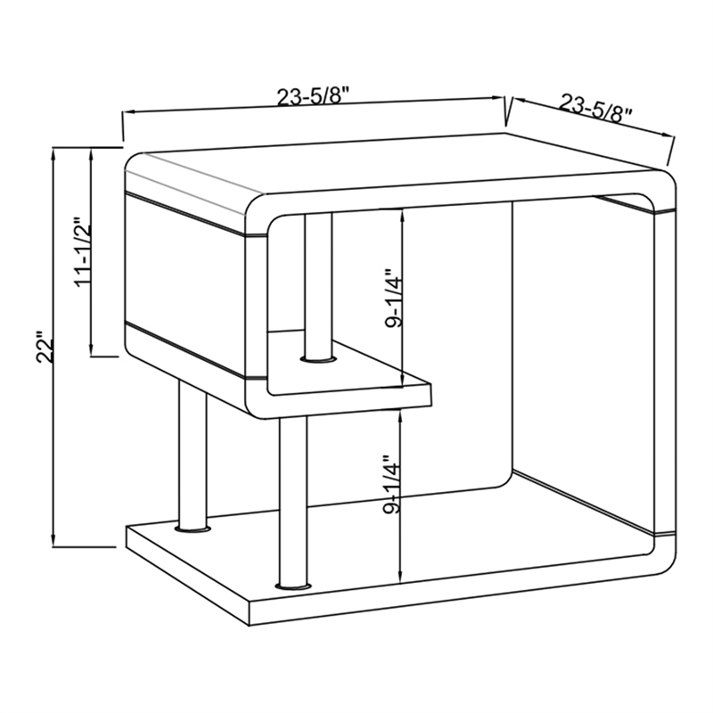 Furniture of America Lazer Geometric Wood End Table in Glossy White