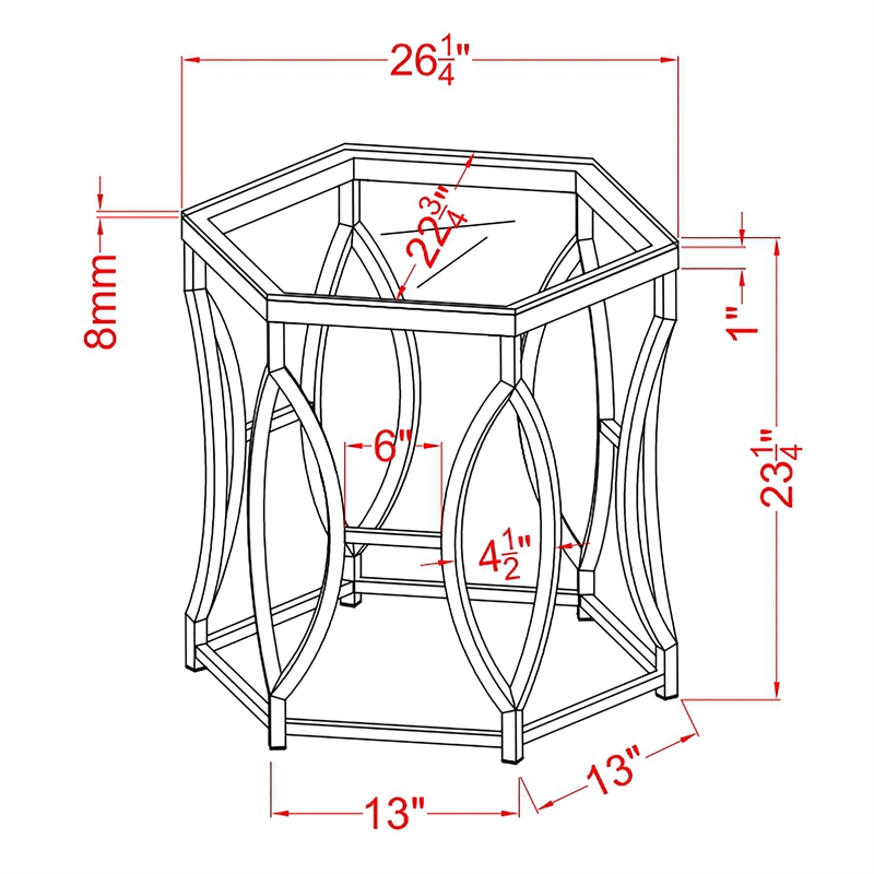 Furniture of America Annette Contemporary Metal End Table in Chrome