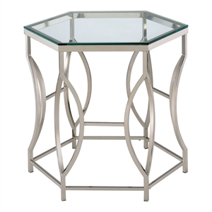 Furniture of America Annette Contemporary Metal End Table in Chrome