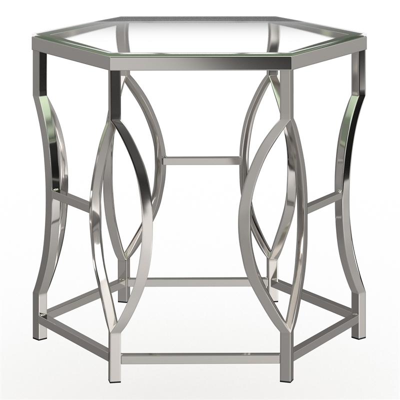 Furniture of America Annette Contemporary Metal End Table in Chrome