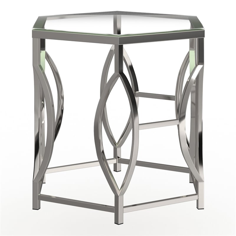 Furniture of America Annette Contemporary Metal End Table in Chrome