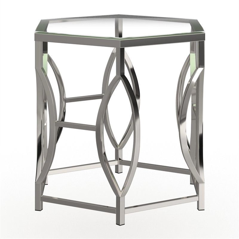 Furniture of America Annette Contemporary Metal End Table in Chrome